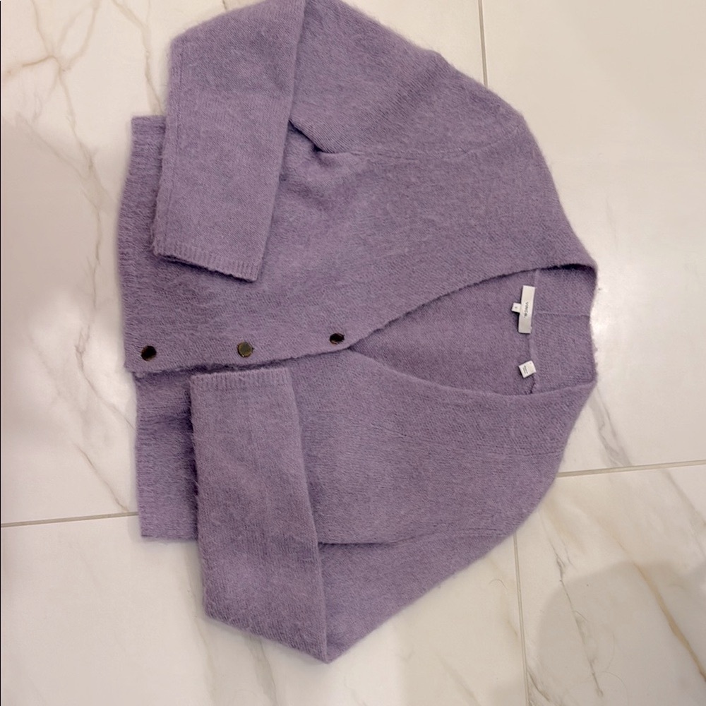 Vince Purple Cardigan Sweater Textured Knit